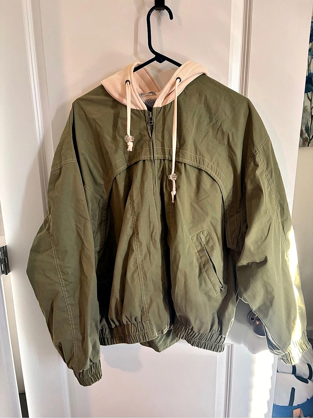 American Male Men's Olive Hooded Windbreaker Size Large
